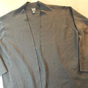 Eileen Fisher‎ Women's Black Open Front Cardigan Size 2XP 100% Wool Italian Yarn